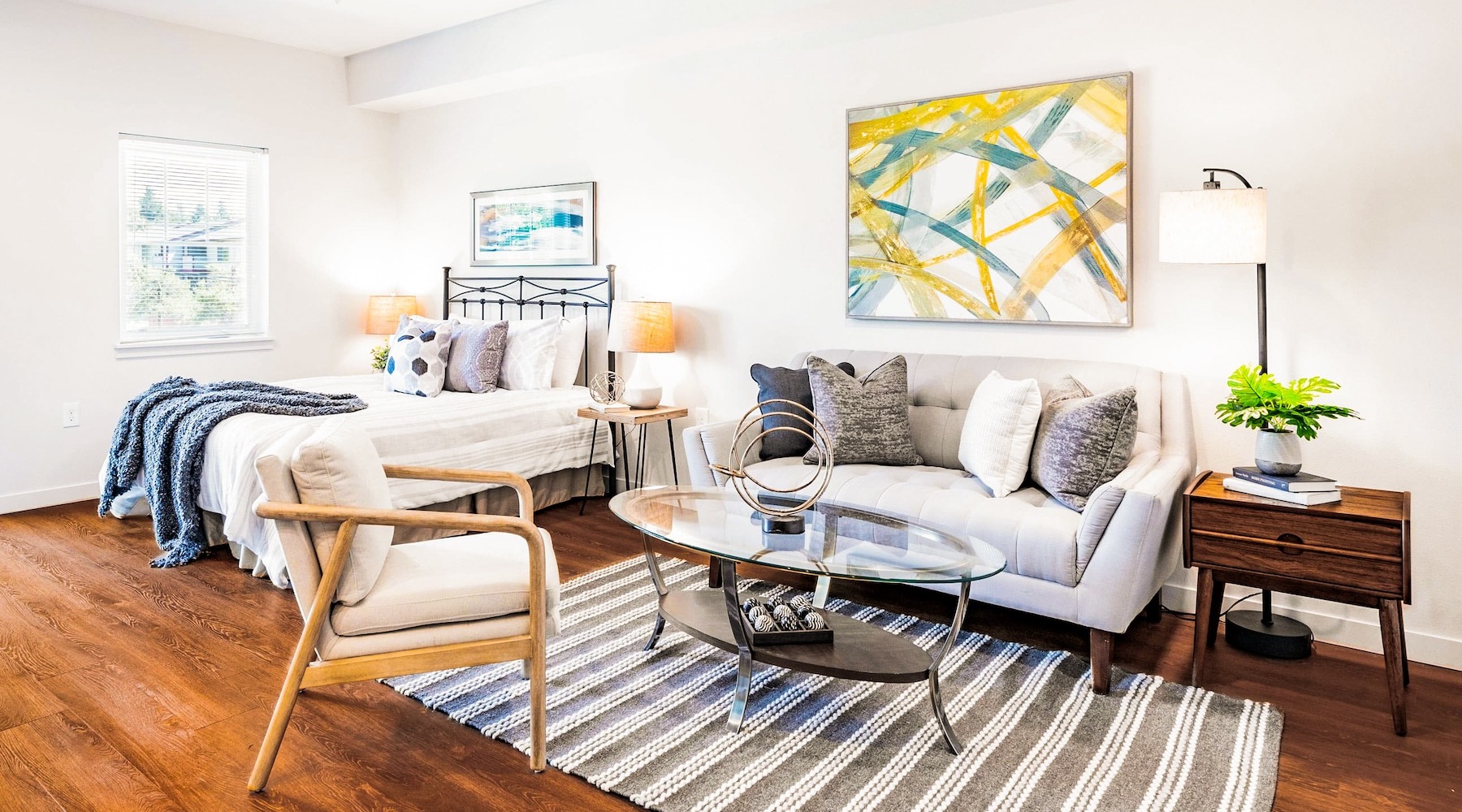 living room with easy to access spaces and ample lighting